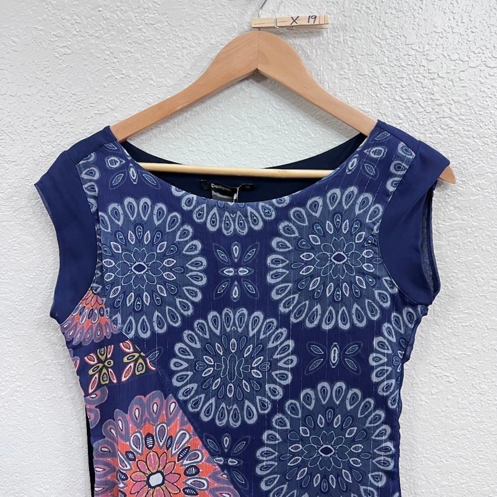 NEW Desigual Vest Kiroga Mini Dress Floral Print in Navy Blue Size small - Picture 3 of 13